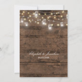 Rustic Mason Jars String Lights Rehearsal Dinner Kaart (Achterkant)