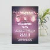 Rustic Mason Jars & String Lights verlovingsfeest Kaart (Staand voorkant)