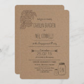 Rustic Masonjar | Bladeren | Heart Engagement Part Kaart (Voorkant / Achterkant)