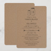 Rustic Masonjar Monogram Heart Engagement Party Kaart (Voorkant / Achterkant)