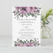 Rustic Mauve Paars Plum Floral Engagement Party Kaart (Staand voorkant)