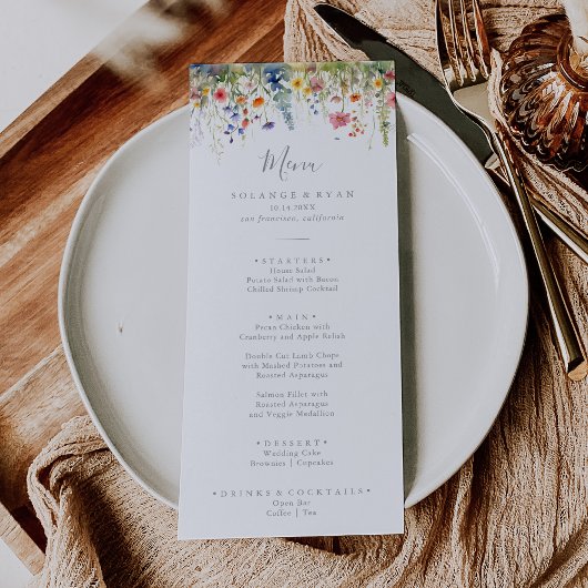 Rustic Meadow Botanical Dinner Menu