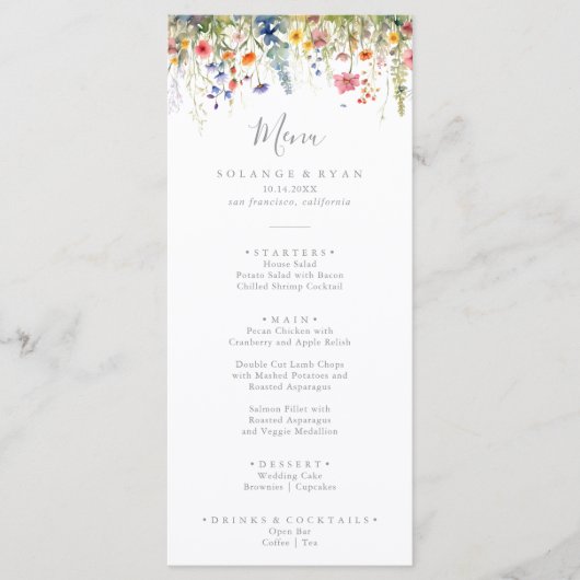 Rustic Meadow Botanical Dinner Menu (Voorkant)
