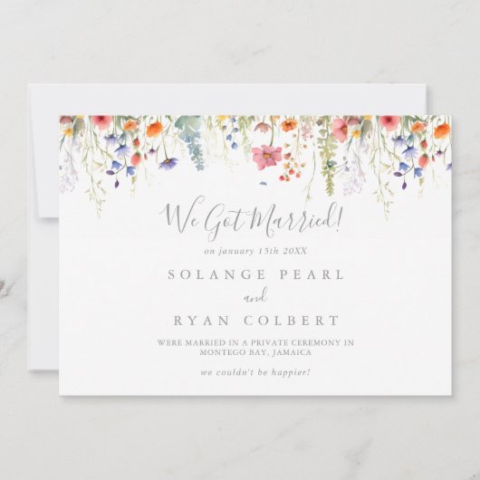 Rustic Meadow Botanical Elopement Aankondiging (Voorkant)