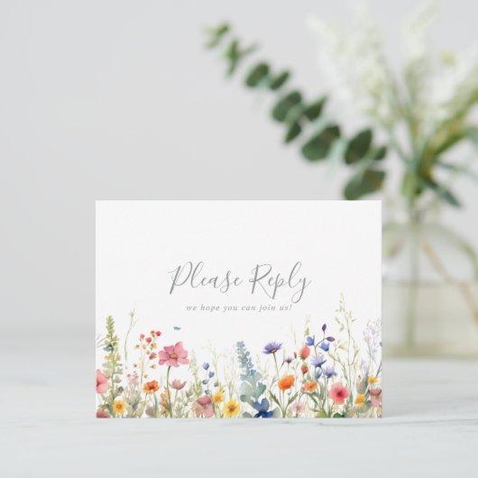 Rustic Meadow Botanical Menu Choice RSVP Postcard (Staand voorkant)