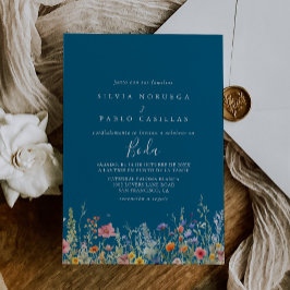 Rustic Meadow Botanical Spanish Wedding Kaart