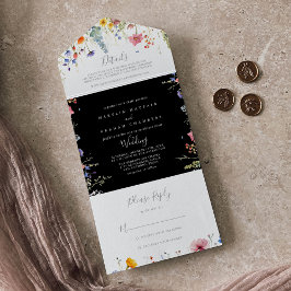 Rustic Meadow Botanical Wedding     All In One Uitnodiging