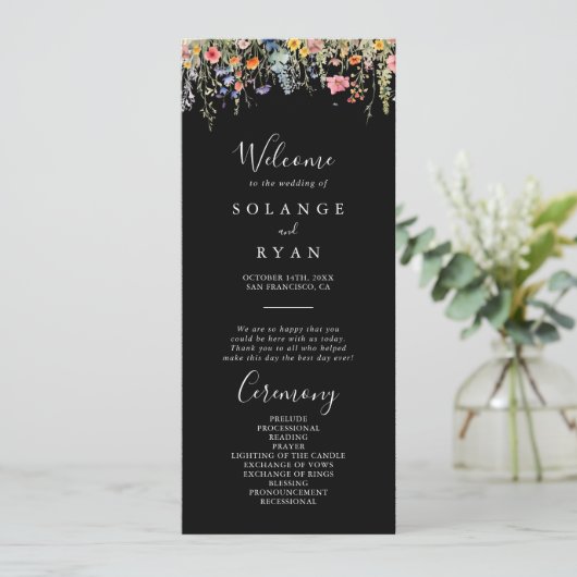 Rustic Meadow Botanical Wedding Program Programma (Staand voorkant)