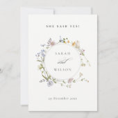 Rustic Meadow Floral Wreath Ze zei Ja Kaart (Voorkant)