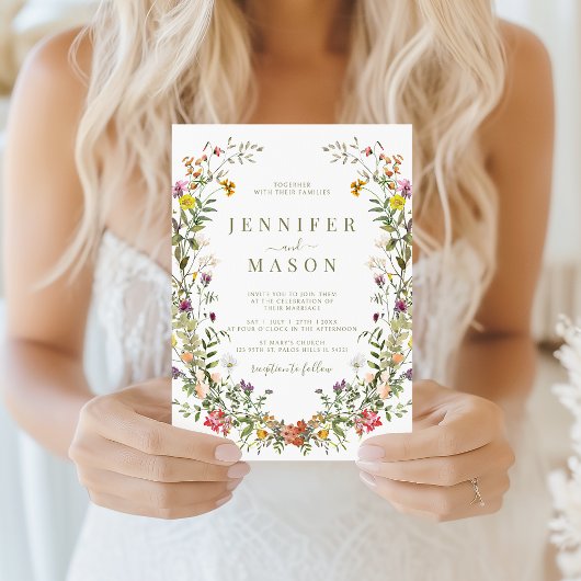 Rustic Meadow Flower Country Wedding Invitation