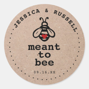 Rustic Meant To Bee Bruiloft Ronde Sticker