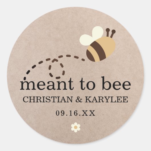 Rustic Meant To Bee Huwelijk Ronde Sticker (Voorkant)