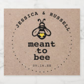 Rustic Meant to bee Wedding Sparkling Wijnetiket (Enkel label)