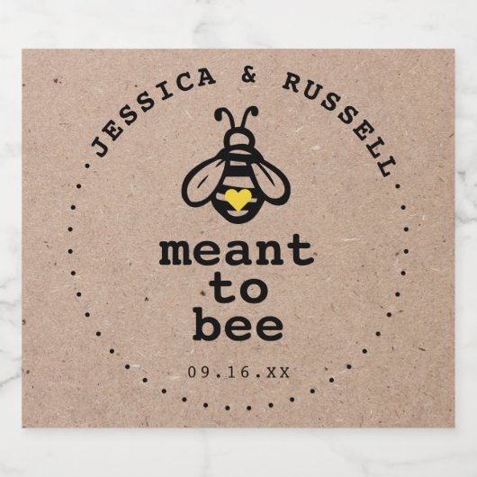 Rustic Meant to bee Wedding Sparkling Wijnetiket (Enkel label)