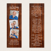Rustic Memorial 3 Foto Funeral Prayer Bladwijzer Mini Visitekaartjes (Voorkant /achterkant)
