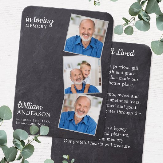 Rustic Memorial 3 Photo Carte de prière funéraire 