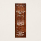 Rustic Memorial 3 Photo Signet de prière funéraire (Dos)