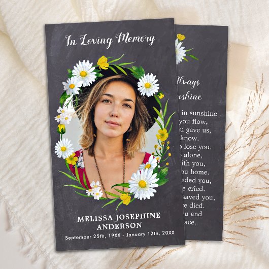 Rustic Memorial Floral - Carte de prière