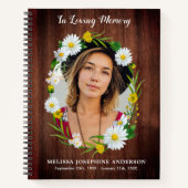Rustic Memorial Floral Daisy Funeral Livre d'or (Devant)