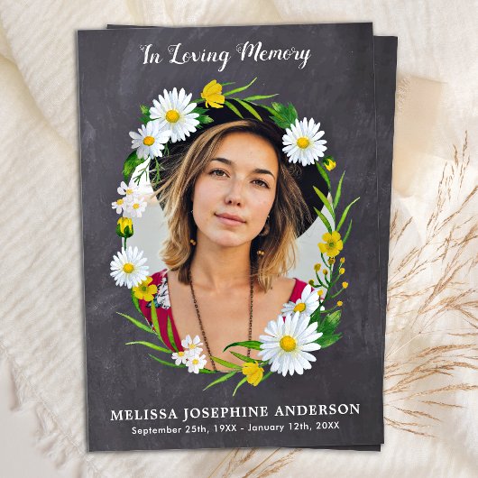 Rustic Memorial Floral Photo carte de prière funér