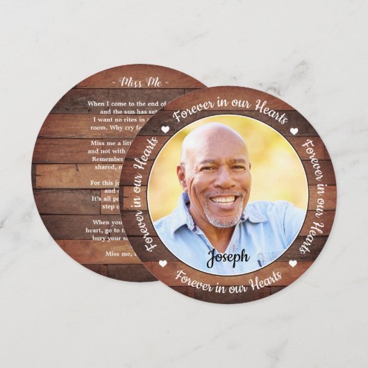 Rustic Memorial Funeral Prayer Kaart Sympathie Poe (Voorkant / Achterkant)