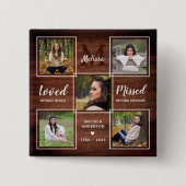 Rustic Memorial Herdenking Foto Collage Funeral Vierkante Button 5,1 Cm (Voorkant)