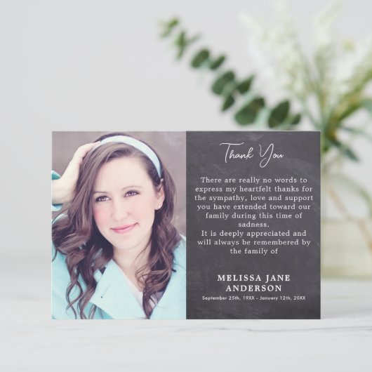 Rustic Memorial Loving Memory Photo Funeral Bedankkaart (Staand voorkant)