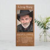 Rustic Memorial Photo Leather Funeral Prayer Kaart (Staand voorkant)