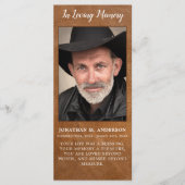 Rustic Memorial Photo Leather Funeral Prayer Kaart (Voorkant)