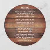 Rustic Memorial Poem Foto Funeral Prayer Kaart (Achterkant)