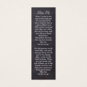 Rustic Memorial Prayer Kaart Poem Funeral Bladwijz (Achterkant)