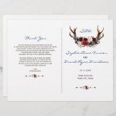 Rustic Merlot Marine Floral Antlers Programme de m (Devant / Derrière)