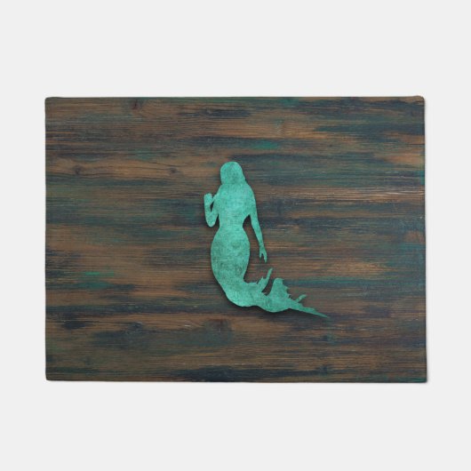 Rustic Mermaid (Blauwgroen) Deurmat (Voorkant)