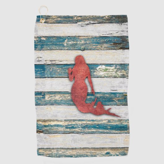 Rustic Mermaid (rood) Golfhanddoek (Voorkant)