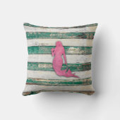 Rustic Mermaid (roze en groen) Kussen (Achterkant)