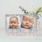 Rustic Merriest Kerstmis 2 foto's Feestdagenkaart (Staand voorkant)