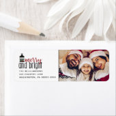 Rustic Merry and Bright Photo Return Address Etiket (Insitu)