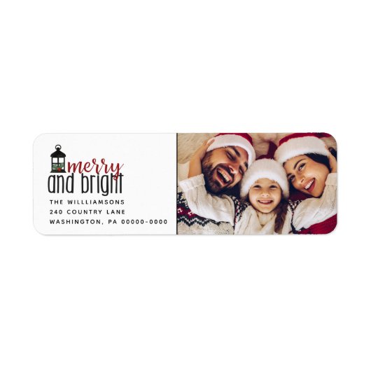 Rustic Merry and Bright Photo Return Address Etiket (Voorkant)