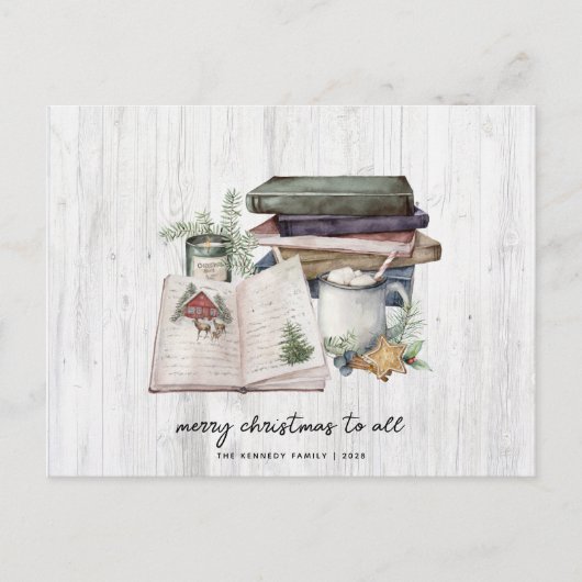 Rustic Merry kerst Greenery Simple Feestdagenkaart (Voorkant)