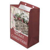 Rustic Merry kerst Holly Berry Basket Medium Cadeauzakje (Achterkant Gekanteld)