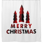 Rustic Merry kerstbomen Red Buffalo Pset Douchegordijn (Voorkant)