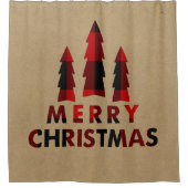 Rustic Merry kerstbomen Red Buffalo Pset Douchegordijn (Voorkant)