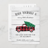 Rustic Merry kerstboom  Red Truck Kaart (Voorkant / Achterkant)