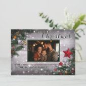Rustic Merry-kerstfotokaart Kaart (Staand voorkant)