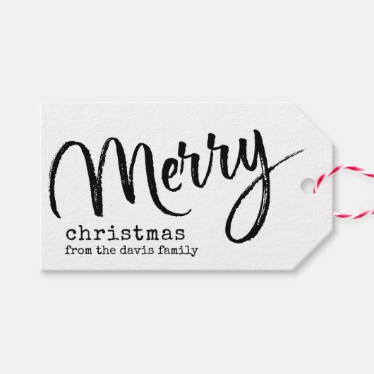 Rustic Merry Kerstmis Cadeaulabel (Voorkant (Horizontaal))