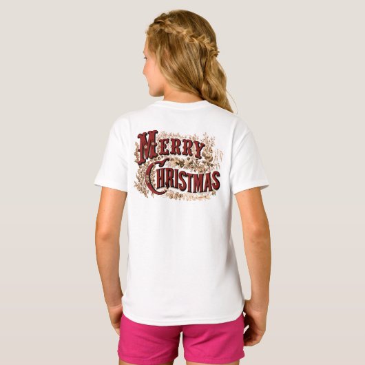 Rustic Merry Kerstmis T-shirt (Achterkant volledig)