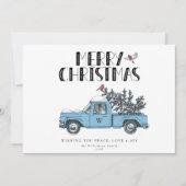 Rustic Merry Kerstmis  Truck Name Holiday Feestdagenkaart (Voorkant)