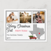 Rustic Merry Kerstmis uit Texas 3 Foto Feestdagenkaart (Voorkant)