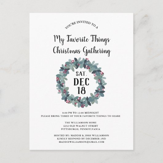 Rustic Mes Choses favorites Noël Invitation de fêt (Devant)