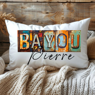 Rustic Metal Bayou Pierre Louisiana State Kussen